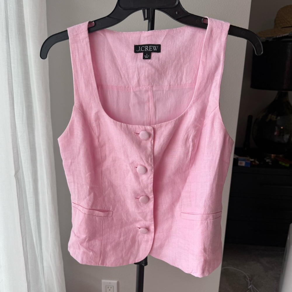J. Crew Light Pink Sleeveless Buttoned Blouse